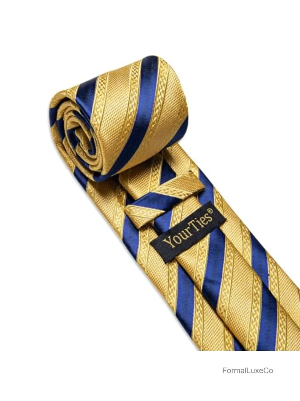 Silk Tie Pocket Square Cufflinks Set for Men Striped Jacquard